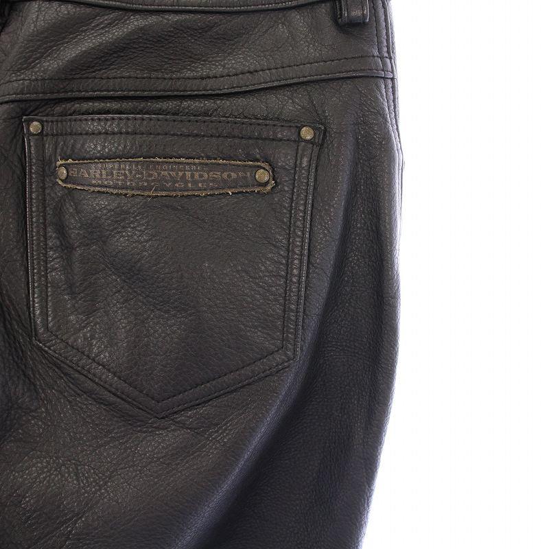 【中古】ハーレーダビッドソン HARLEY DAVIDSON レザーパンツ スラックス ジップフライ 12 黒 ブラック /BB メンズ ハーレーダビッドソン HARLEY DAVIDSON レザーパンツ スラックス