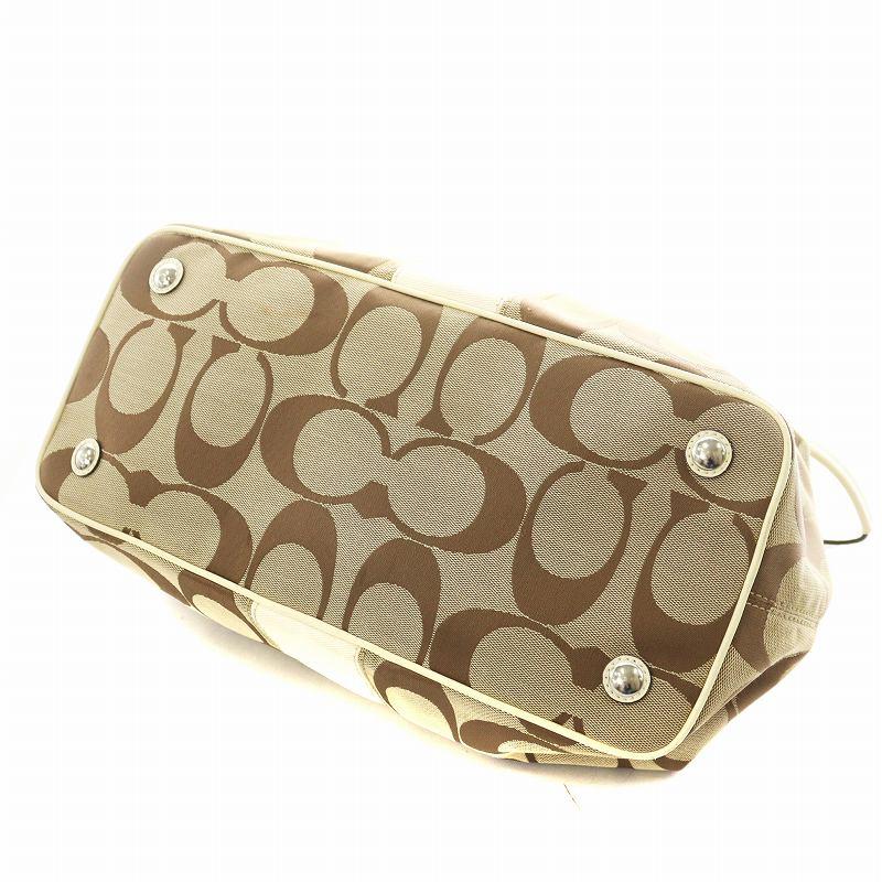 コーチ がま口バッグ シグネチャー ベージュ ゴールド　パーティーバック 中古・古着通販】COACH (コーチ) COACH シグネチャー がま口財布