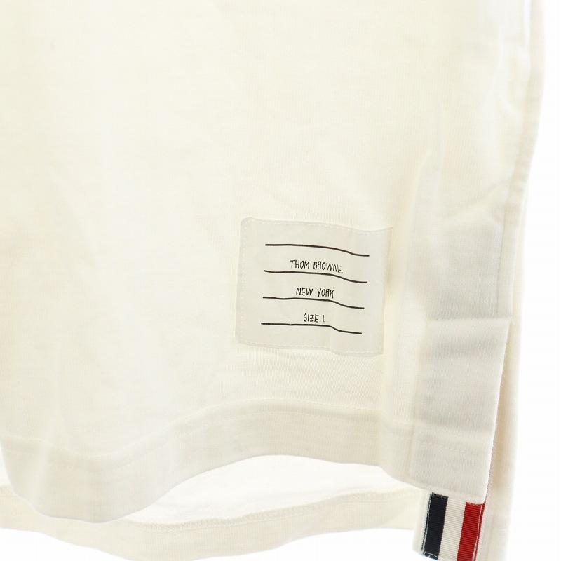 トムブラウン THOM BROWNE Tシャツ カットソー 半袖 Vネック 1 白