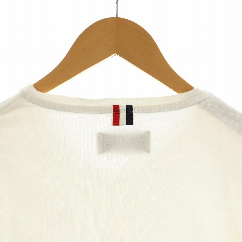 トムブラウン THOM BROWNE Tシャツ カットソー 半袖 Vネック 1 白