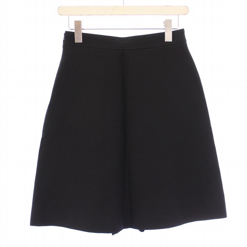 ヴァレンティノ ヴァレンチノ  VALENTINO フレアスカート タック ひざ丈 ストレッチ ウール シルク 38 黒 ブラック /BB レディース |  | 01