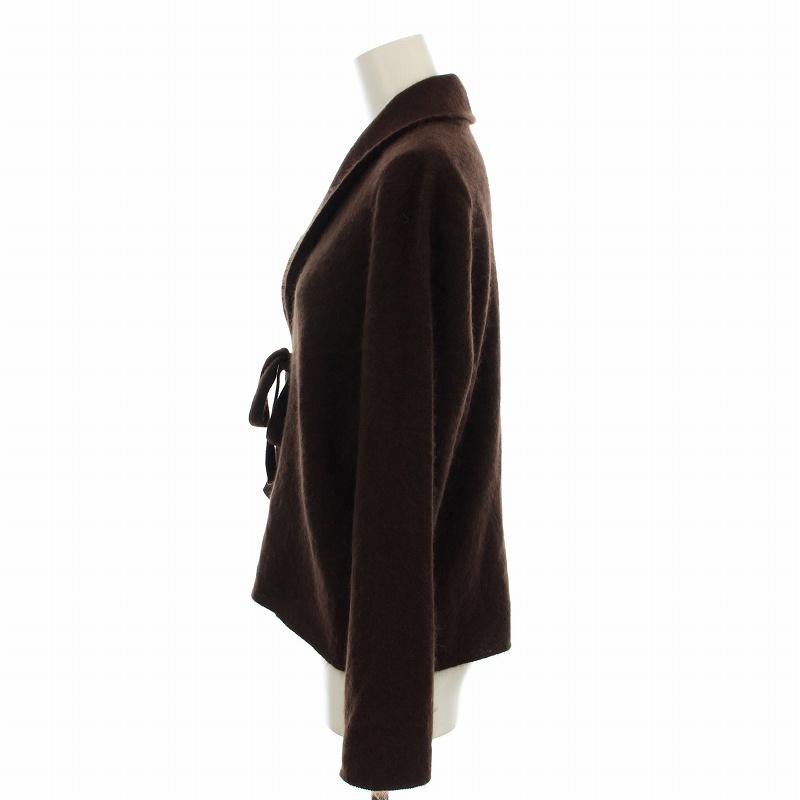 美品 レリアン カシミヤ100％ ショールカラーカーディガン リボン ブラウン 美品 レリアン カシミヤ100％ ショールカラーカーディガン