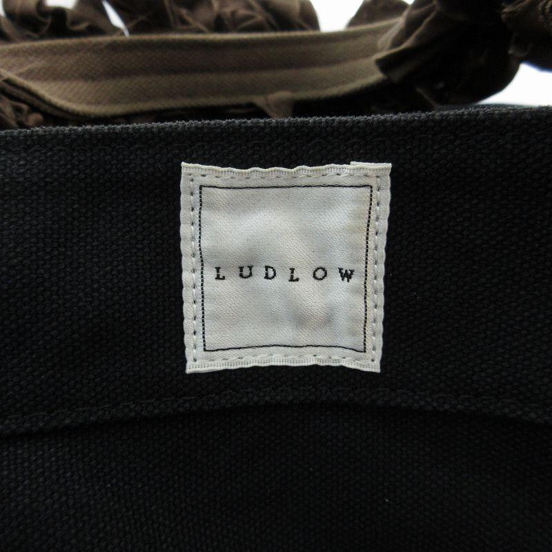 ラドロー LUDLOW トートバッグ ドット フリル 布製 黒 ブラック /EE