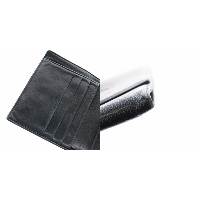 CHANEL シャネル キャビアスキン ココマーク 財布 二つ折り 小銭入れ W  