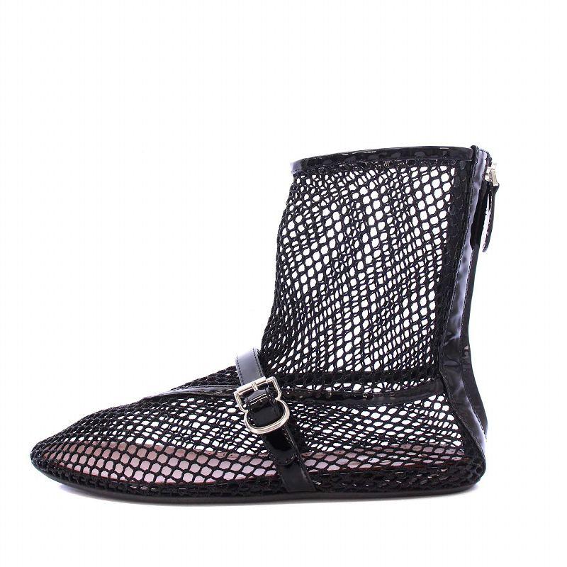 アライア ALAIA フィッシュネット ハイ フラットバレエシューズ