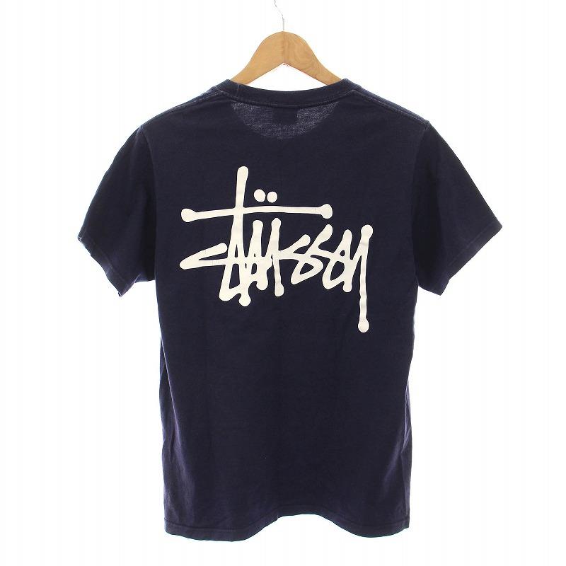 STUSSY ステューシー Tシャツ カットソー 半袖 バックプリント S 紺  