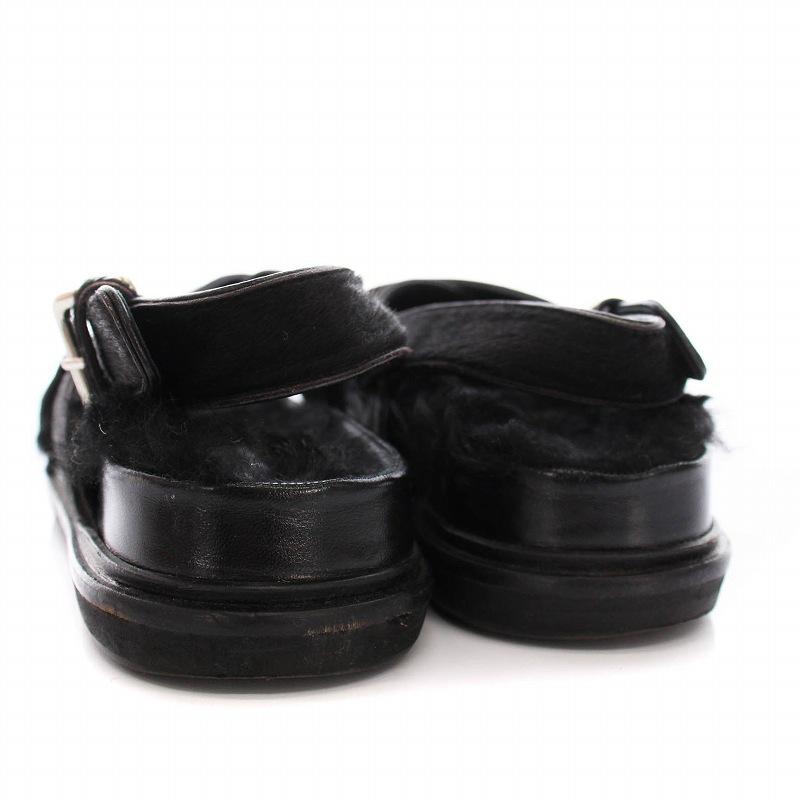 MARNI マルニ ムートンサンダル ハラコ ファー ストラップ 黒 /YM  