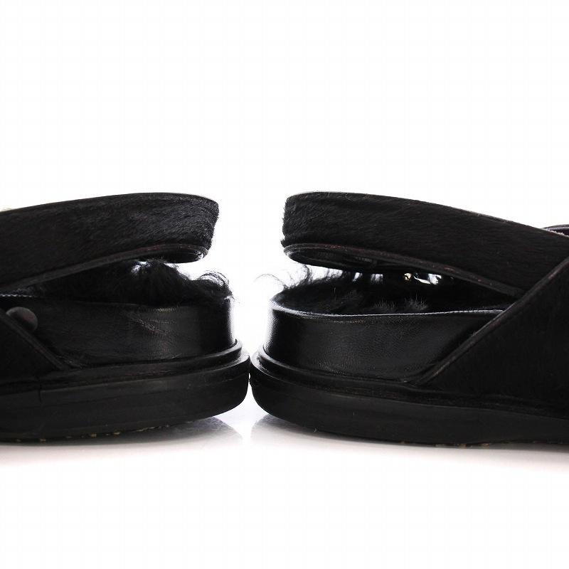 MARNI マルニ ムートンサンダル ハラコ ファー ストラップ 黒 /YM  