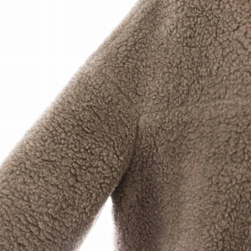 サキ saqui ボアコート ノーカラーコート ロング丈 アウター 36 グレー