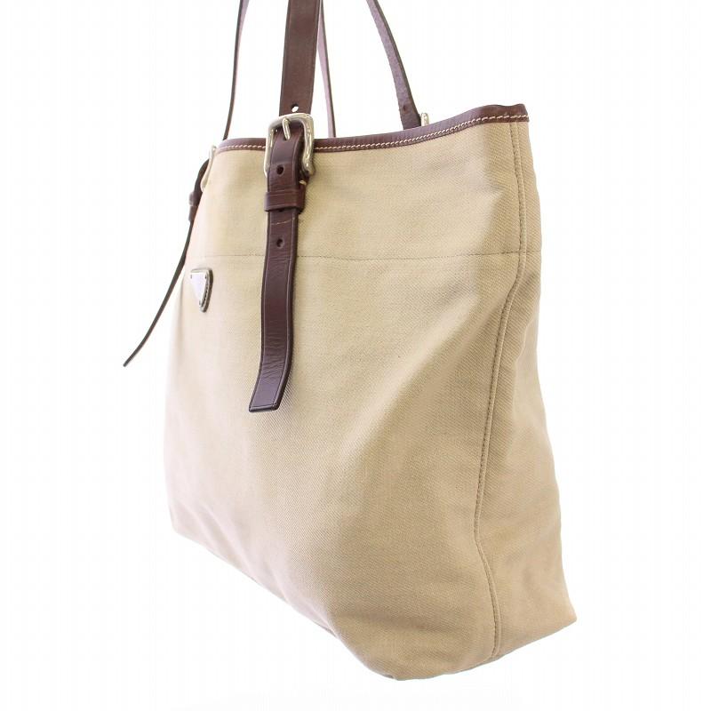 PRADA プラダキャンバスレザートートバッグハンドバッグ