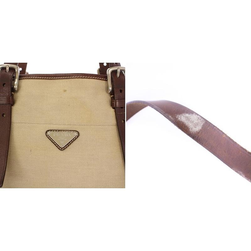 PRADA（プラダ） トートバッグ ハンドバッグ キャンバス レザー 切替 