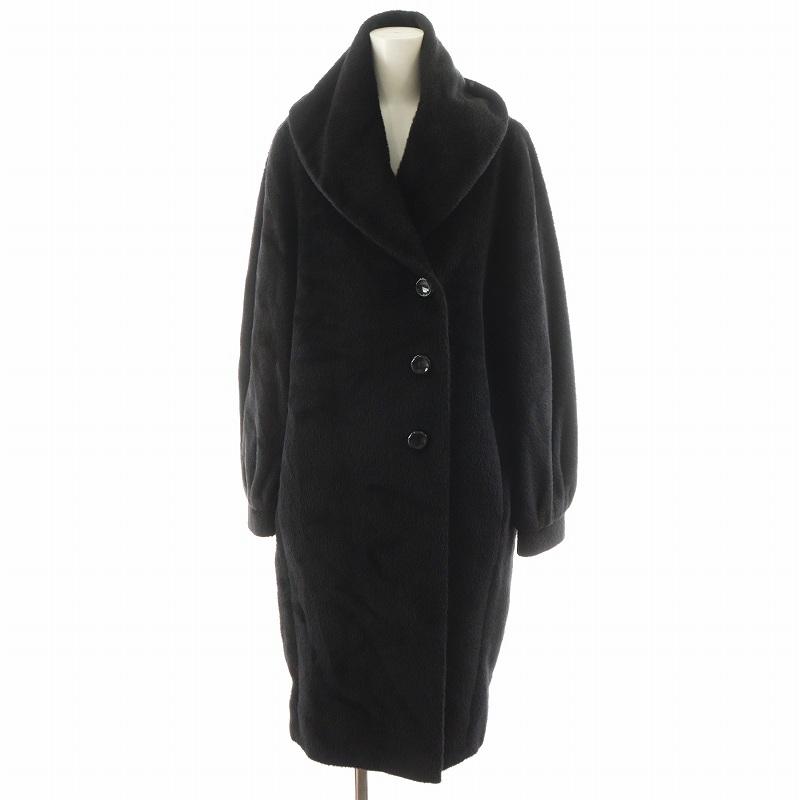 未使用✨マックスマーラ ロングコート アルパカ 女優襟 ブラック 42 大きめ wine-king_2777100000044657