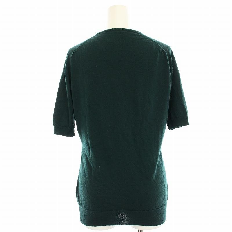 ジョンスメドレー JOHN SMEDLEY ニット カットソー 半袖 ウール M 緑  
