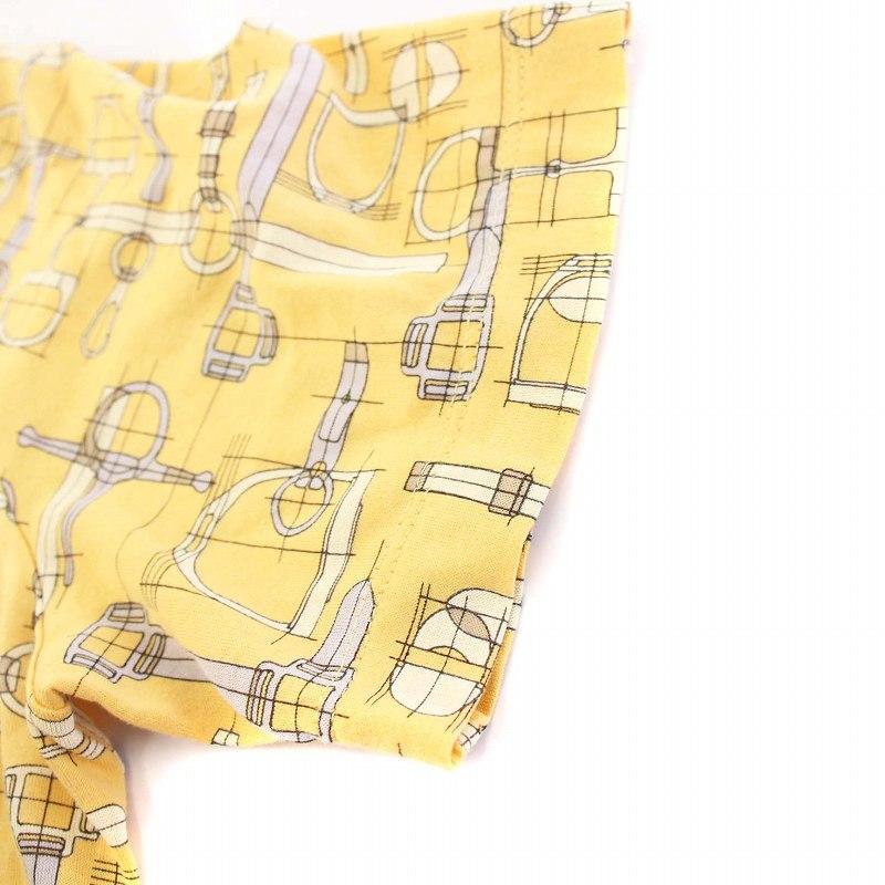 【中古】エルメス HERMES 20SS Labyrinthe Equestre 馬具柄 Tシャツ カットソー 半袖 XS 黄色 /KH レディース HERMES（エルメス） HERMES 20SS Labyrinthe Equestre 馬具柄 Tシャツ