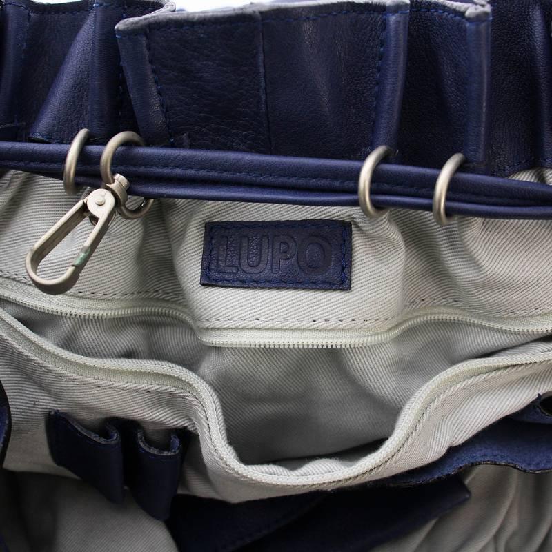 O*P様 [新品未使用]LUPO ルポ トートバッグ ルポ LUPO トートバッグ ハンドバッグ フリル レザー 紺 /YM