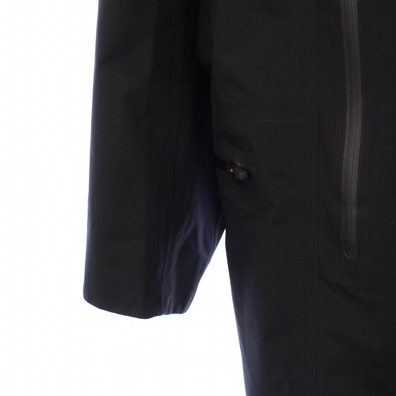 【中古】デサント TOMORROWLAND別注 GORE-TEX レインコート アウター ロング丈 ジップアップ フード ロゴ M 黒 デサント DESCENTE TOMORROWLAND別注 GORE-TEX レインコート アウター