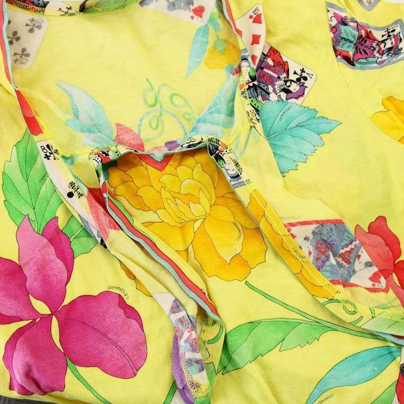 LEONARD レオナール　 半袖トップス シャツ カットソー イエロー LEONARD レオナール カットソー 半袖 花柄 リボン Tシャツ 肩