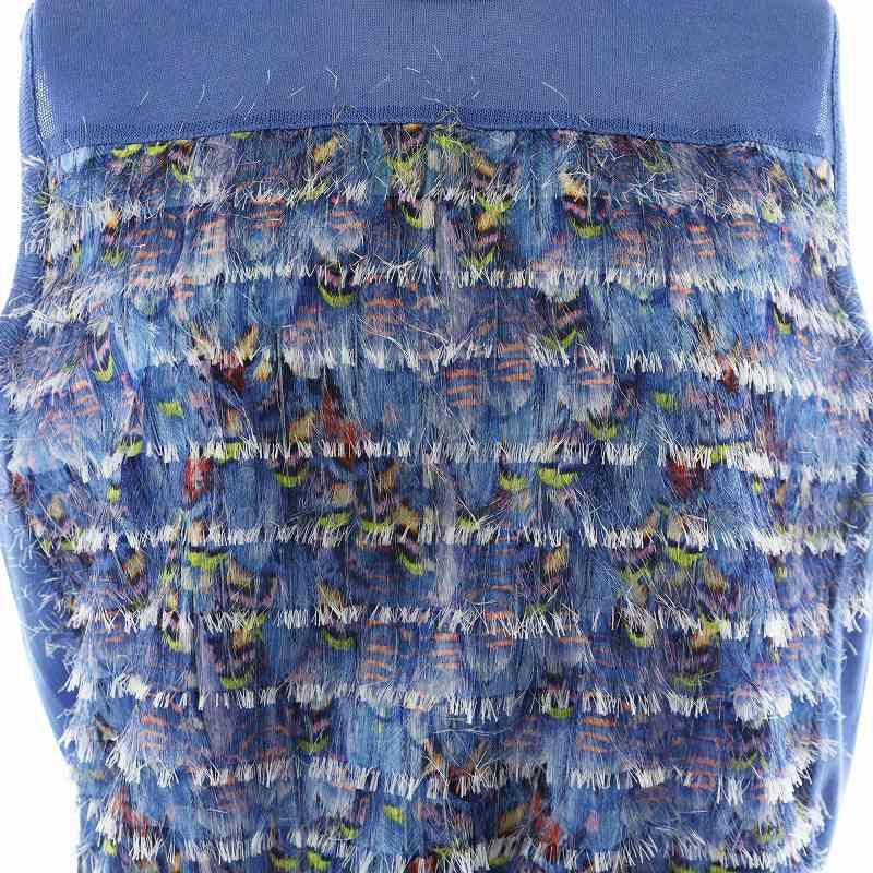 【中古】アナイ ANAYI 24SS フランジャプリントノースリーブ アンサンブルニット カーディガン 38 水色 アナイ ANAYI 24SS フランジャプリントノースリーブ アンサンブル