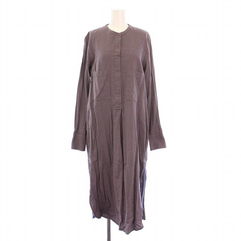 【美品】ティッカ バンドカラーシャツワンピース 千鳥格子 ロング 人気 ティッカ TICCA somelos シャツワンピース ミモレ ロング 長袖