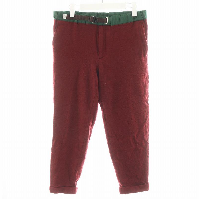 【中古】カラー kolor イージーパンツ ウール 3 赤 レッド 緑 グリーン 23WBM-P07140 /AN30 メンズ カラー kolor イージーパンツ ウール 3 赤 レッド 緑 グリーン 23WBM