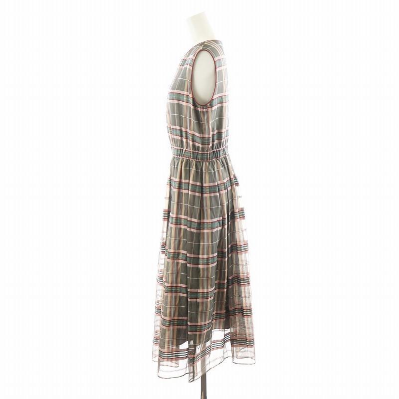 アナイ ANAYI 23AW シアーチェックノースリーブロングワンピース 