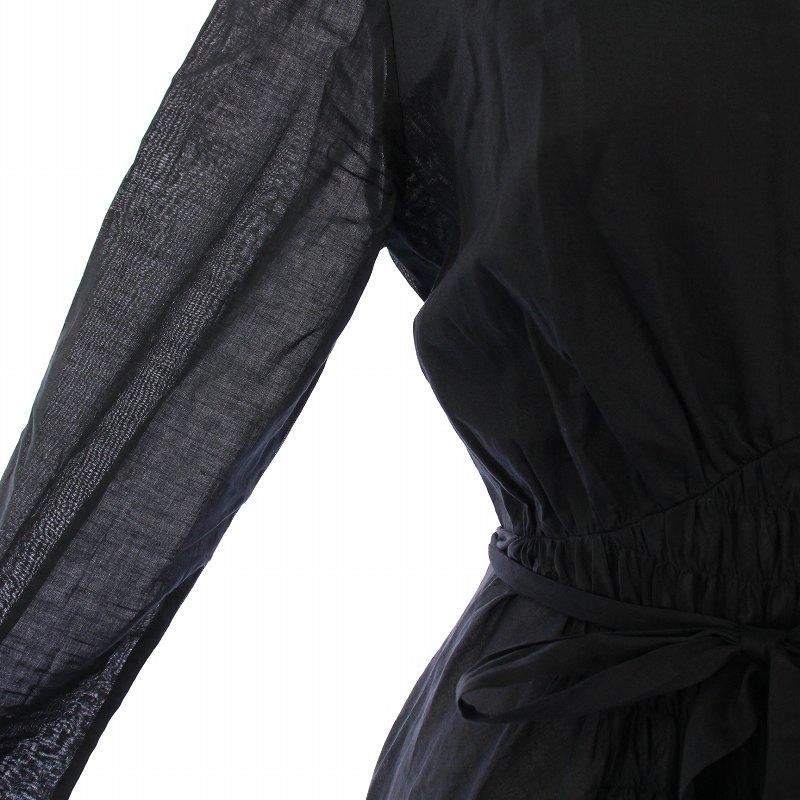 【中古】マーレット Merlette ロンハーマン別注 BRANDARIS シャツワンピース フレア マキシ ロング 長袖 Vネック 黒 マーレット Merlette ロンハーマン別注 BRANDARIS シャツワンピース