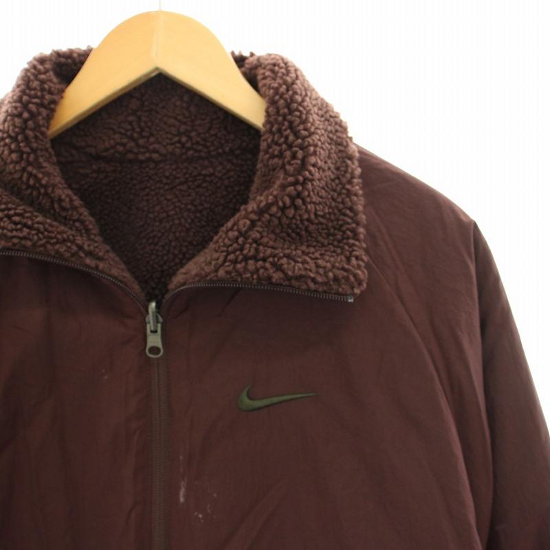 BOO様用 Nikeボンバージャケットブルゾン ブラウン Lサイズ CPOシャツ NIKE（ナイキ） ボアジャケット ブルゾン リバーシブル ナイロン