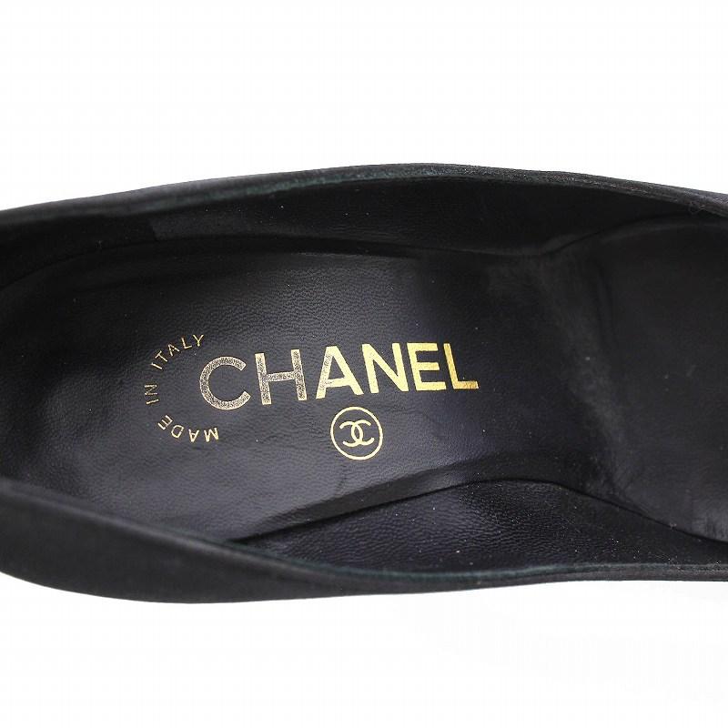 CHANEL シャネル パンプス ヒール ココマーク パール 36.5 黒