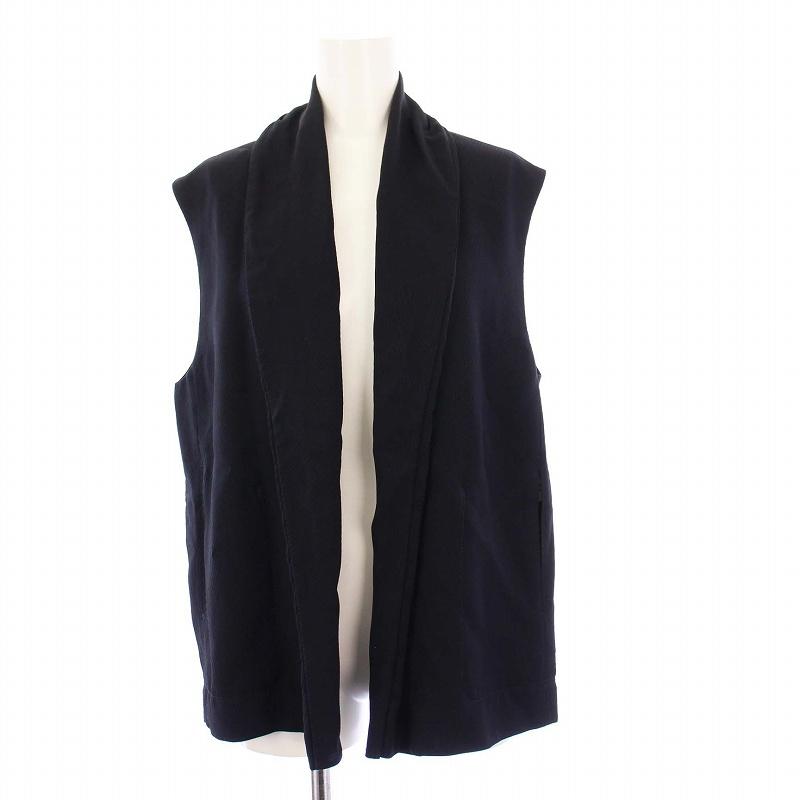 【中古】未使用品 トゥモローランド .B 24SS レーヨンツイル ショールカラージレ ベスト ボタンレス F ネイビー 未使用品 トゥモローランド TOMORROWLAND .B 24SS レーヨンツイル