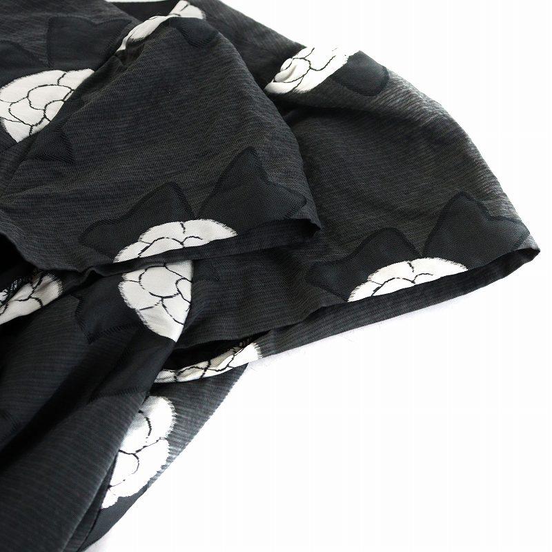 エムズグレイシー M'S GRACY ワンピース ひざ丈 半袖 花柄 36 黒