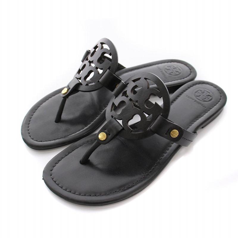 TORY BURCH トリーバーチ トングサンダル フラット ロゴ 6M 黒