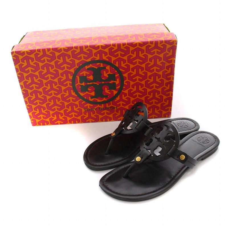 TORY BURCH トリーバーチ トングサンダル フラット ロゴ 6M 黒