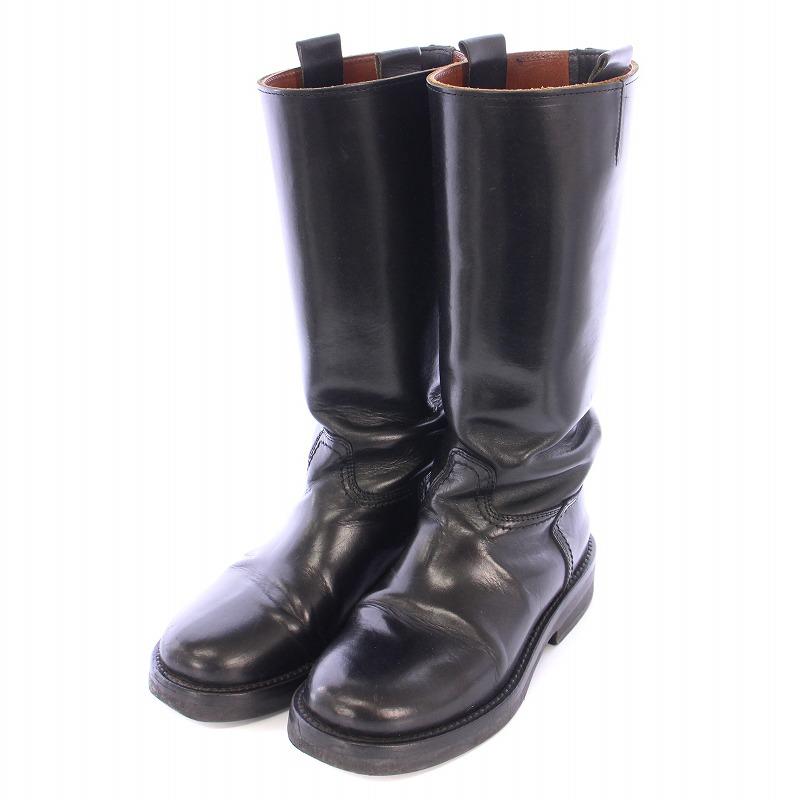 【中古】アンドゥムルメステール ロングブーツ ラウンドトゥ チャンキーヒール ローヒール レザー 35 黒 Ann DEMEULEMEESTER（アン ドゥムルメステール） ロングブーツ