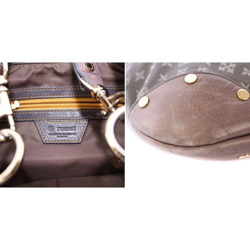 【美品】russet 2WAY ショルダー ハンドバッグ レザー型押しモノグラム russet（ラシット） ショルダーバッグ バッグ エンボスモノグラム2WAY