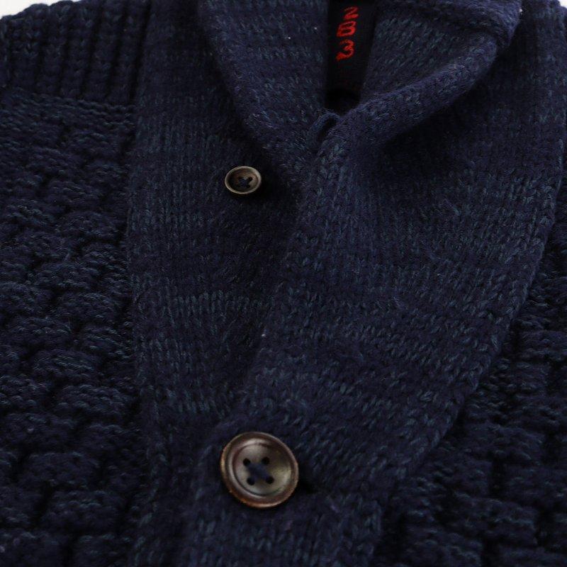 ザノーネ ZANONE 2B3 JOE カーディガン ロゴ ウール 48 紺 ネイビー