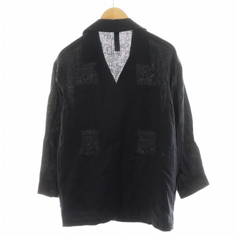 【中古】イーヴォ HEVO ジャケット 麻 リネン コットン 46 黒 ブラック /AN46 メンズ イーヴォ HEVO ジャケット 麻 リネン コットン 46 黒 ブラック /AN46