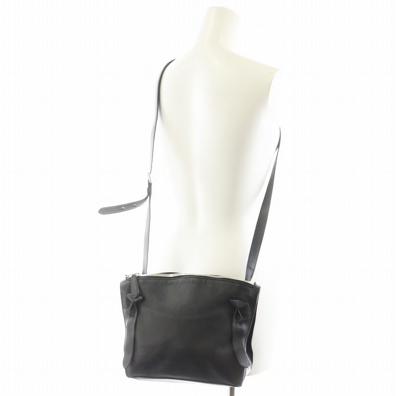【ほぼ未使用】JIL SANDER ブラックレザーショルダーバッグ 超美品】 JIL SANDER ブラックレザーショルダーバッグ