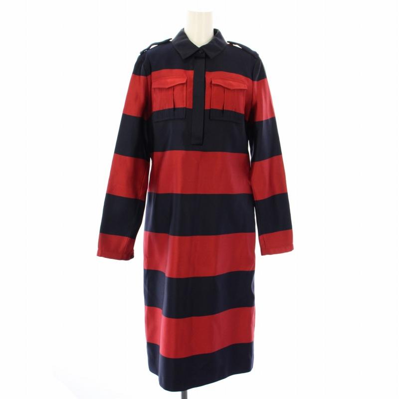 バーバリープローサムコレクション ワンピース シルク ボーダー ひざ丈  