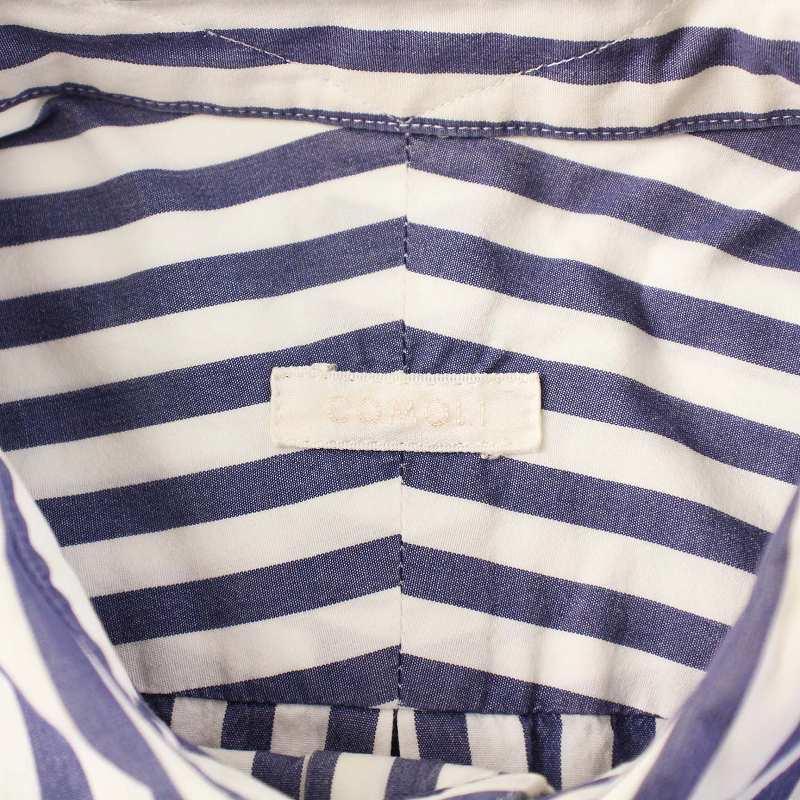【中古】コモリ COMOLI コモリシャツ 長袖 ストライプ 1 ネイビー ホワイト 14S-02001 /KH メンズ コモリ COMOLI コモリシャツ 長袖 ストライプ 1 ネイビー ホワイト 14S
