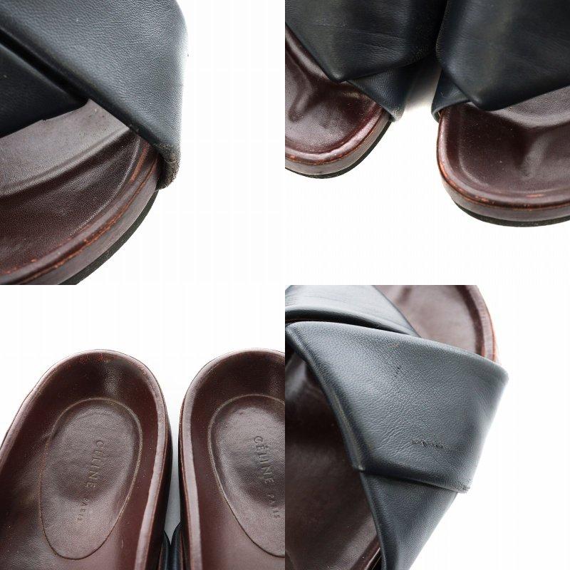 【中古】セリーヌ CELINE ツイスト サンダル Twist Sandal ボクシー レザー 35 黒 ブラック 茶 ブラウン CELINE（セリーヌ） ツイスト サンダル Twist Sandal ボクシー レザー