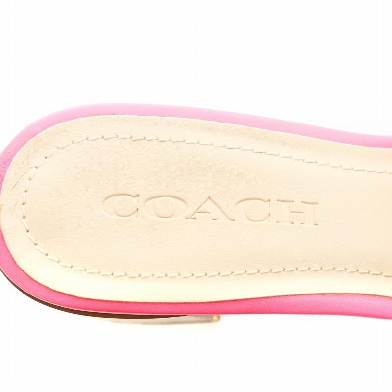 COACH（コーチ） マギーサンダル チャンキーヒール ロゴ レザー