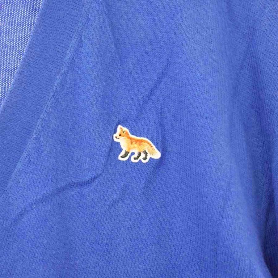 メゾンキツネ MAISON KITSUNE カーディガン ニット ワッペン 長袖 L 青