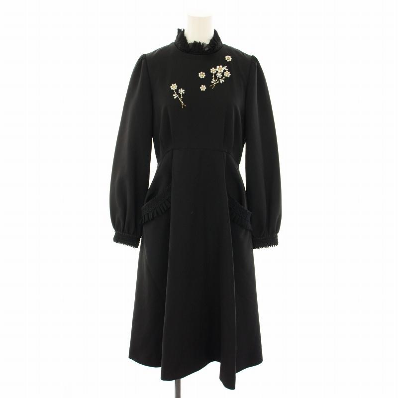 チェスティ Chesty ワンピース ロング 長袖 付け襟 ビジュー装飾 花柄