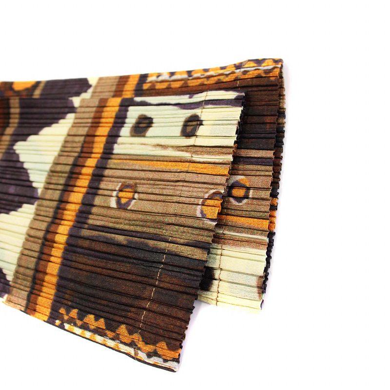 【中古】プリーツプリーズ イッセイミヤケ ロングカーディガン 長袖 総柄 プリーツ 4 ブラウン PP03-JA676 プリーツプリーズ PLEATS PLEASE イッセイミヤケ ロングカーディガン