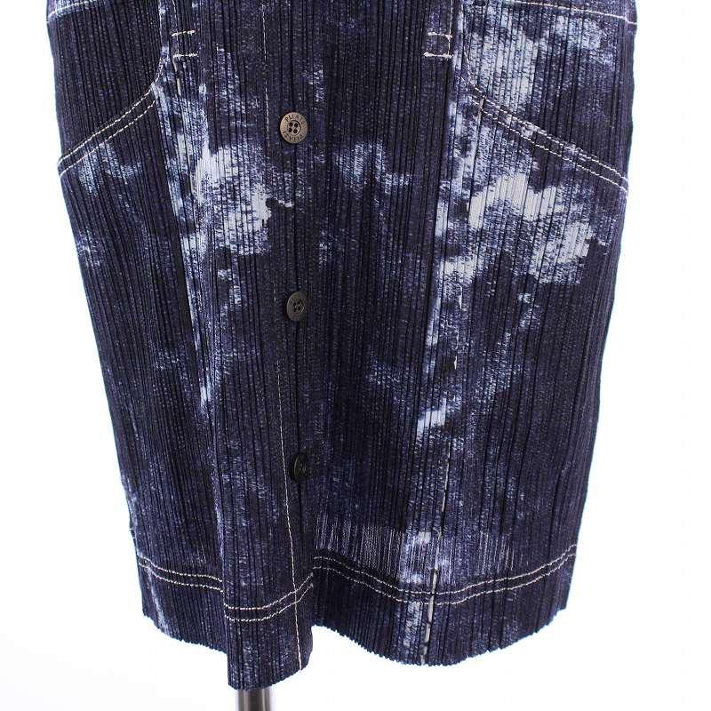 ISSEY MIYAKE PLEATS PLEASE デニム柄シャツ半袖