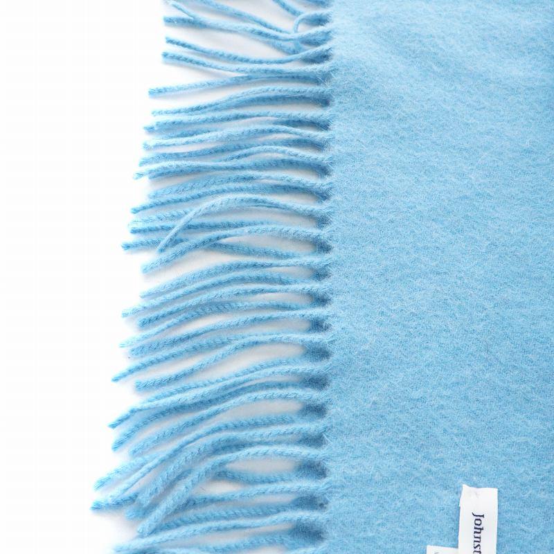 ジョンストンズ CASHMERE マフラー フリンジ カシミヤ 水色 ジョンストンズ Johnstons CASHMERE マフラー フリンジ カシミヤ 水色