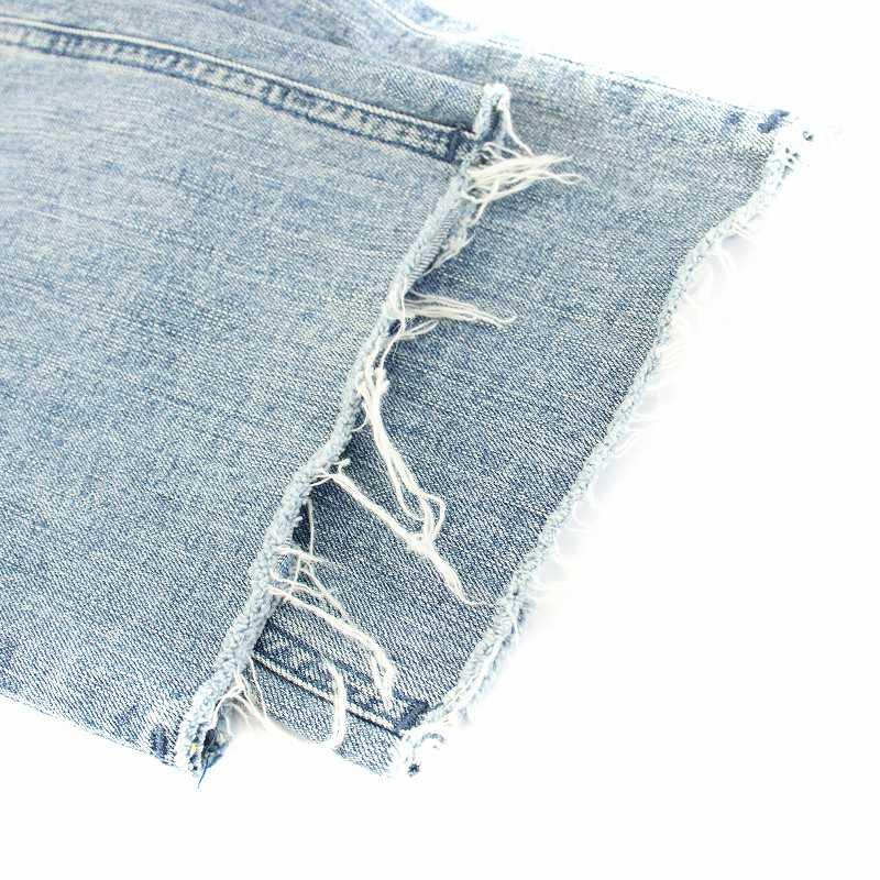 【中古】ヤヌーク IENA別注 LEA カットオフ ワイドデニム パンツ ジーンズ ジップフライ ダメージ加工 26 57131506 ヤヌーク IENA別注 LEA カットオフ ワイドデニム パンツ ジーンズ