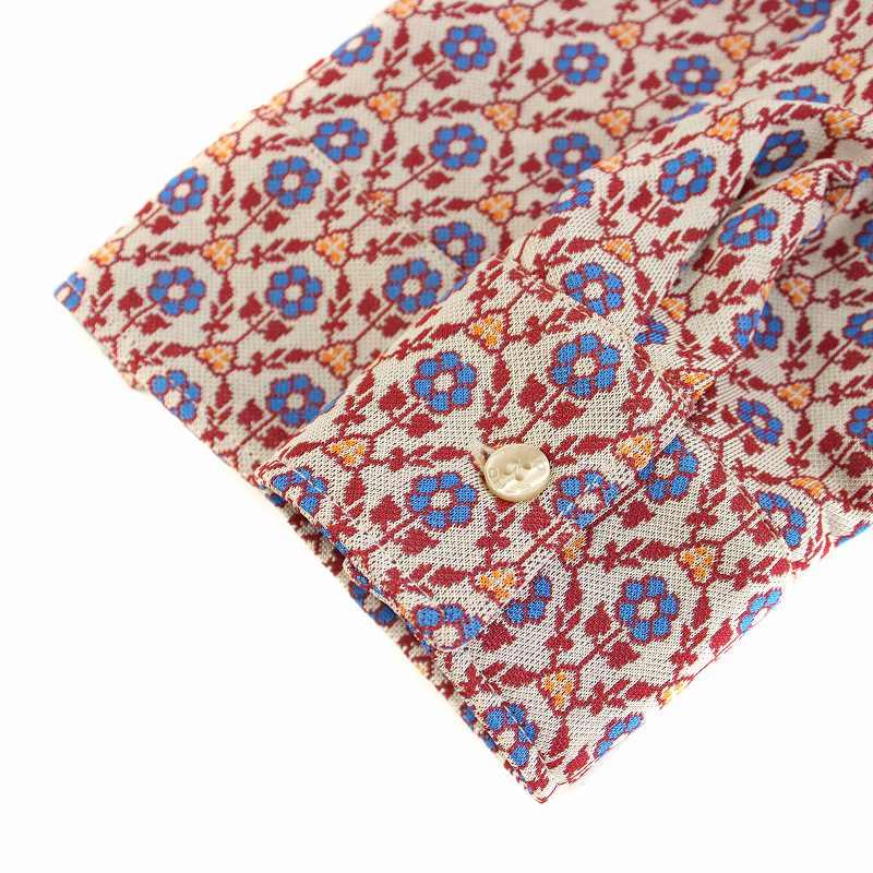 【中古】未使用品 エトロ 25SS ニットシャツ 長袖 花柄 40 ライトグレー 赤 青 251-WRIA0060-99JJ403 レディース ETRO（エトロ） 未使用品 ETRO 25SS ニットシャツ ブラウス 長袖 花柄