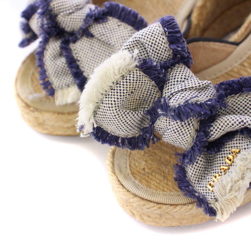 PRADA（プラダ） ストラップサンダル アンクル ラウンドトゥ ウェッジ