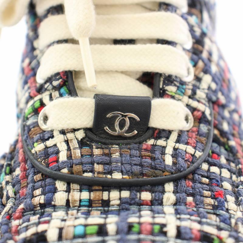 シャネル CHANEL スニーカー シューズ キャンバス マルチツイード ココ